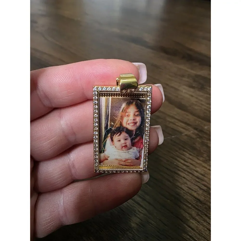 Picture Locket Pendant Necklace Engraved‎ Square Cooper
